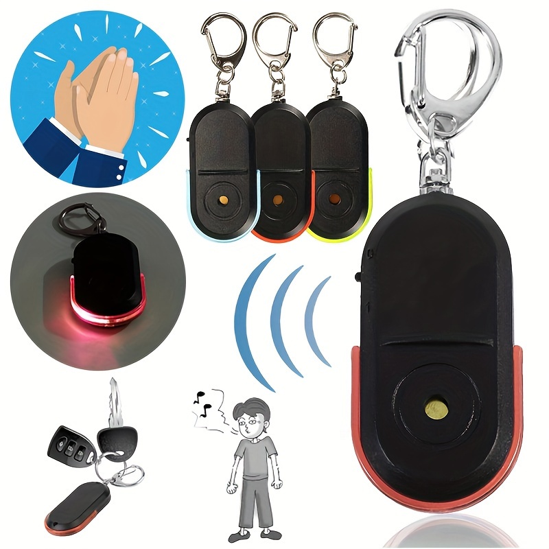 Sound Control Lost Key Finder Locator Keychain LED Light Torch Mini  Portable Whistle Key Finder Bag Charm Keychain