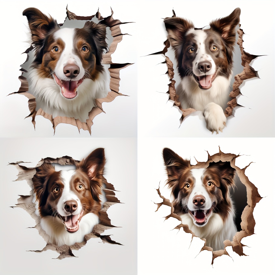 4in1 Border Collie Vinyl Sticker Border Collie Window Decal Funny Face  Waterproof Tractor Toys For Faces Skateboard Office Stickers - Temu