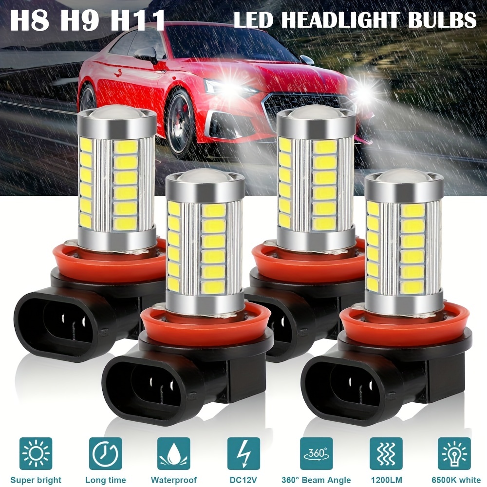 Automobile LED Headlamp H4 H3 H7 H11 9005 9006 High&Low Beam 100W 360  Degree 4-Sided Light 1200lm COB Chip Ultra Bright Spotlight - China Auto  Lights, LED Car Light