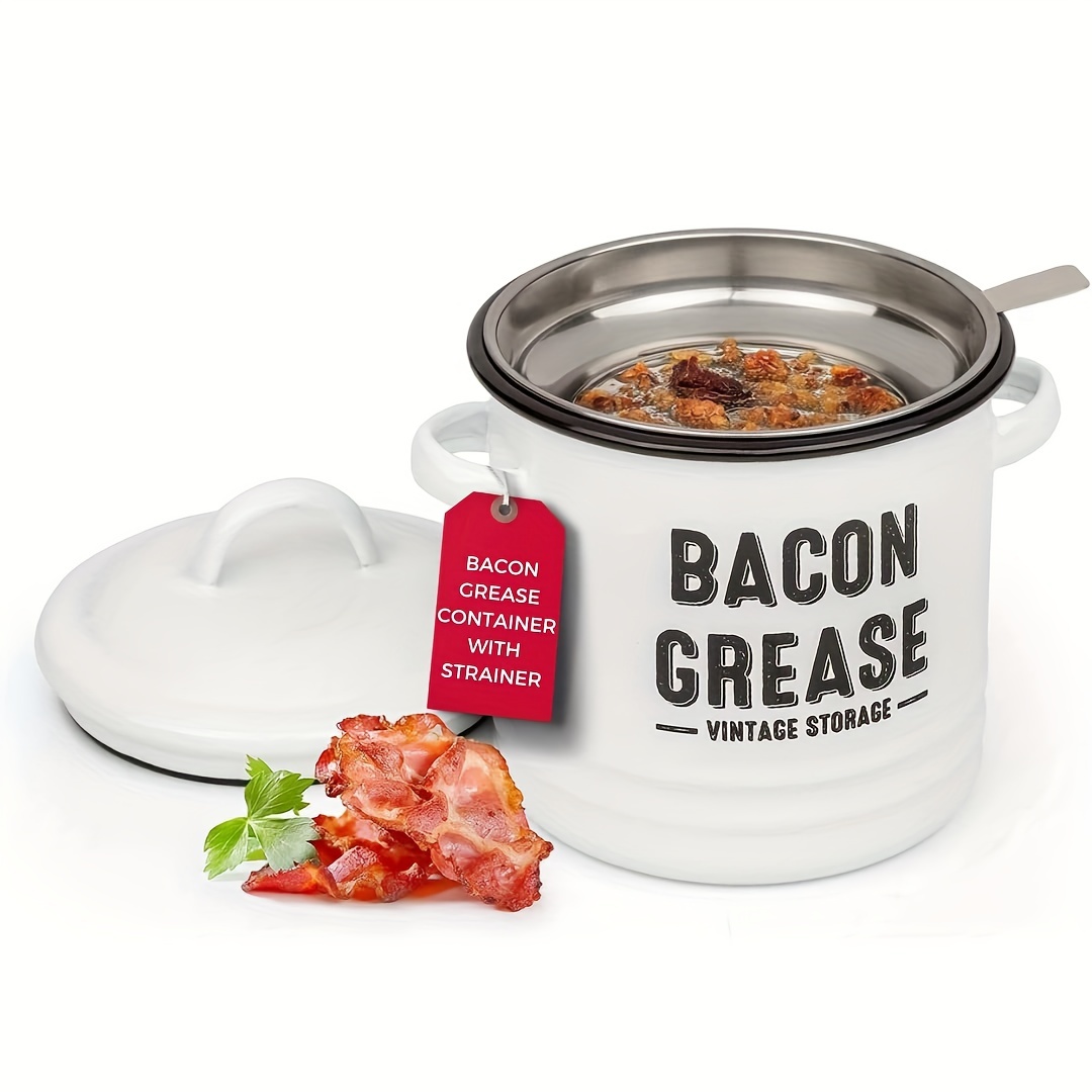 Ceramic Bacon Grease Container Keeper With Strainer 1L Frying Oil Storage  Can