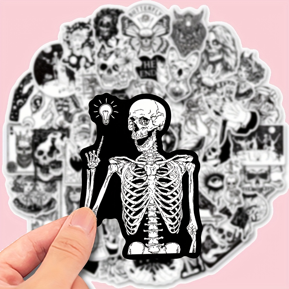 2pcs Skeleton Skull with Pink Bow Car Window Door Bumper Vinyl Decal  Stickers