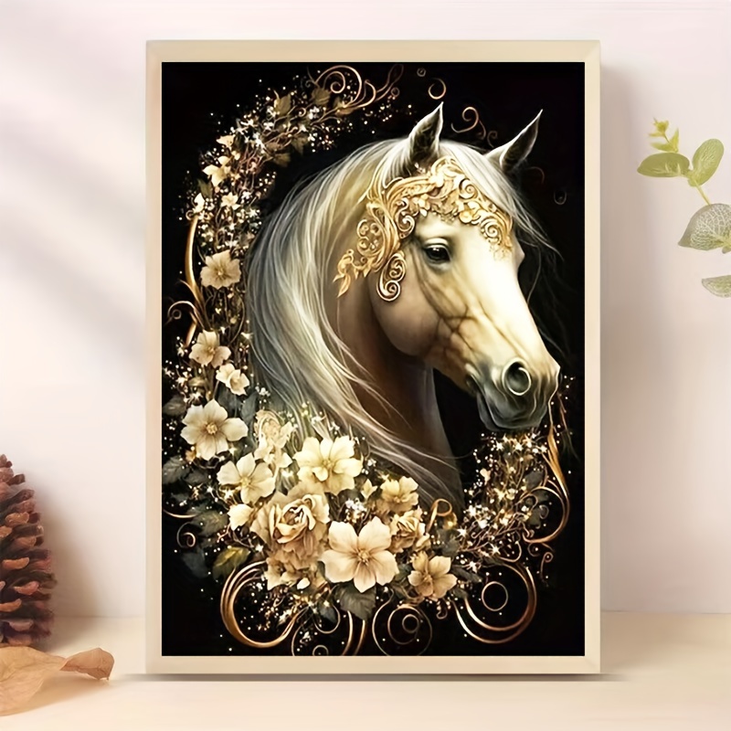  5D Adult Diamond Painting, Vintage Rose Horse Diamond Painting  Kits, Suitable for Beginners and Children Handmade DIY Holiday Gift or Room  Decor and Living Room Decor 12X16Inch