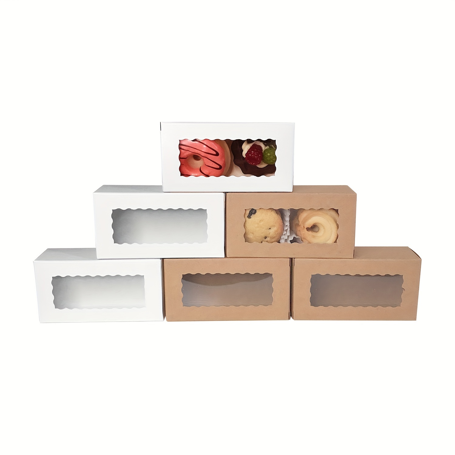 Zopeal 540 Pcs Christmas Cookie Boxes with Window and Mini Cupcake Liners  Set 40 Popup 12.5 x 5.5 x 2.5 Inch Treat Pastry Boxes and 500 Small Paper