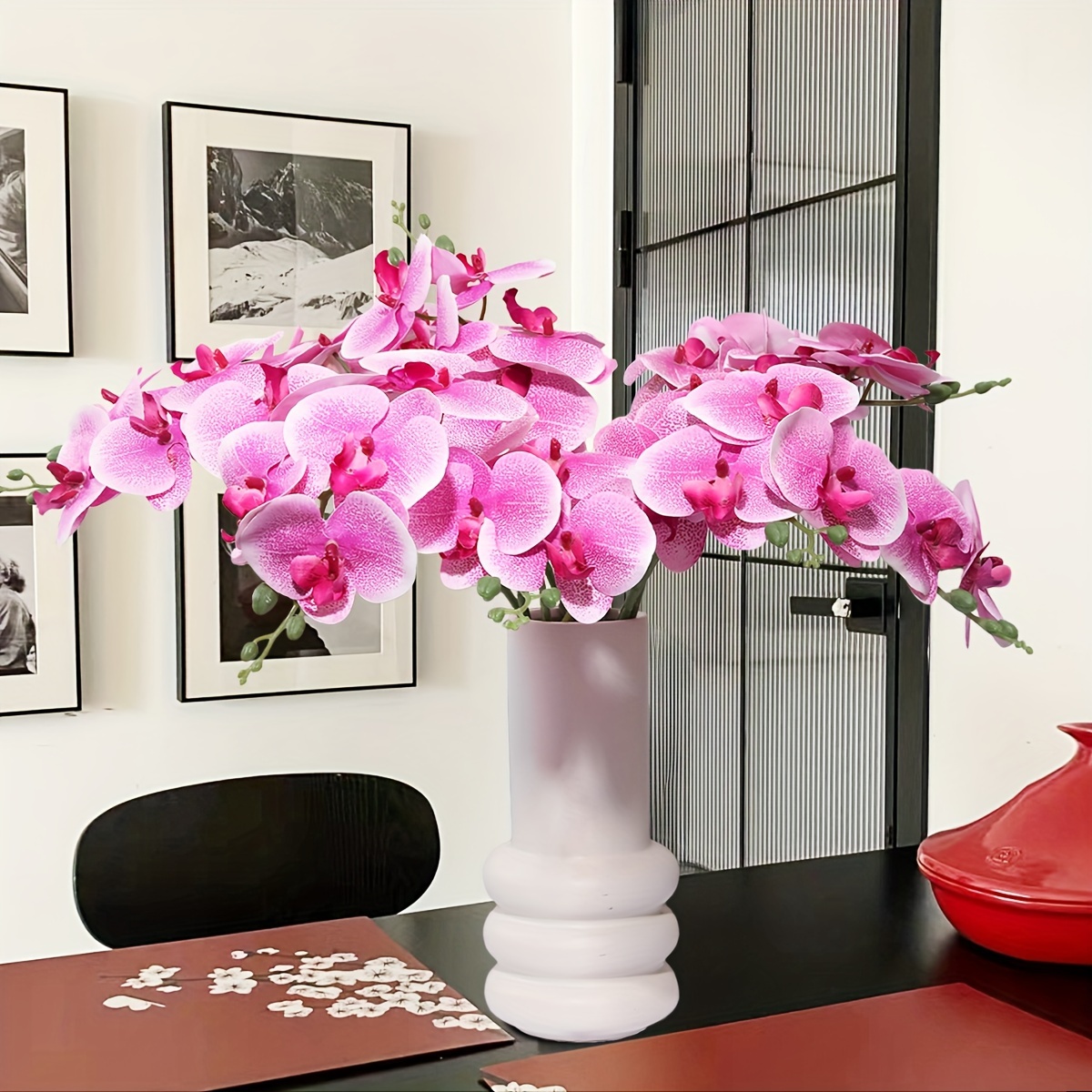 Comprar 6 piezas de tallos de orquídeas artificiales, flores de  Phalaenopsis, orquídeas de tacto real, tallos de flores artificiales,  flores de látex, orquídeas artificiales para decoración del hogar