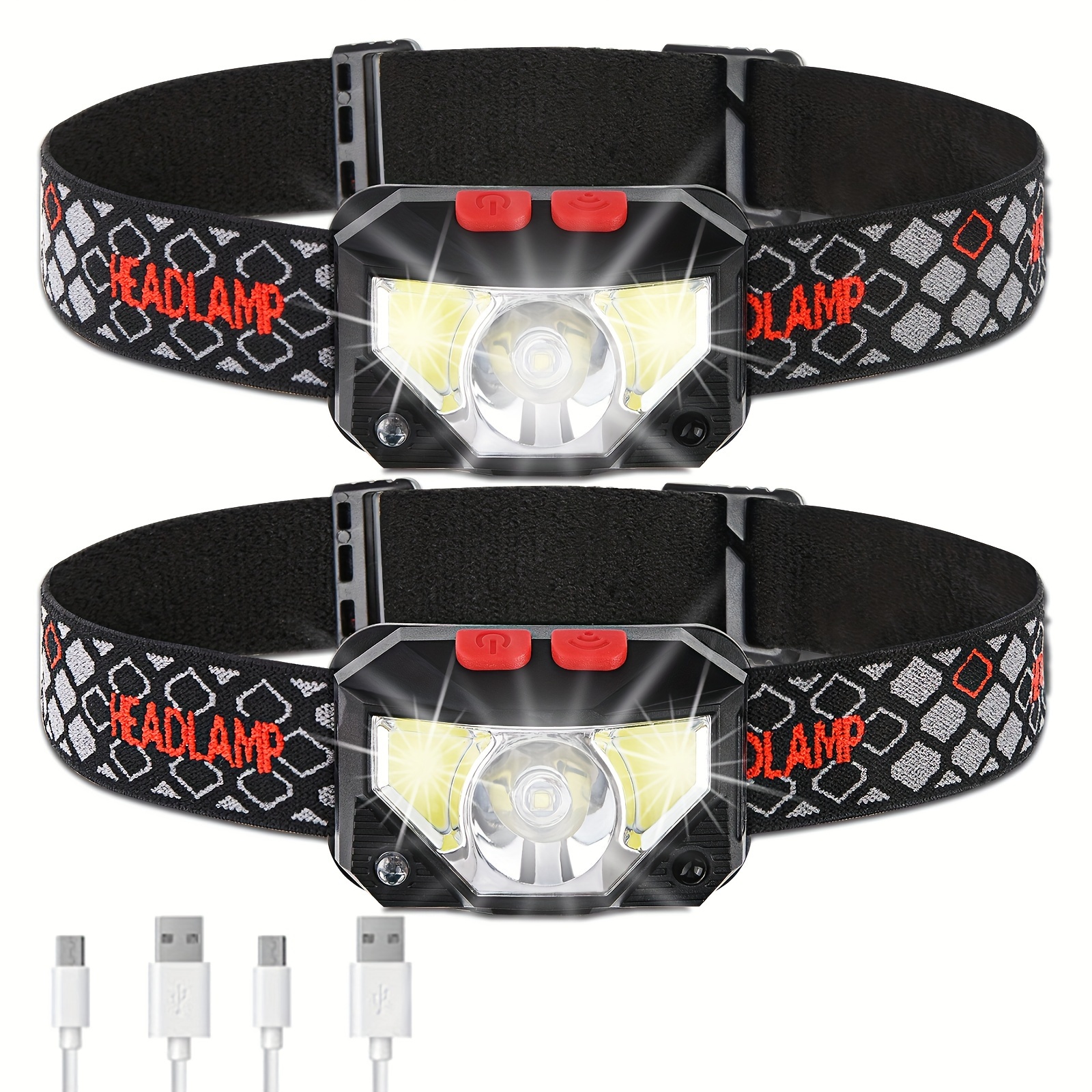 Linterna frontal, 8 LED 18000 lúmenes USB recargable LED linterna frontal, potentes  linternas frontales impermeables para camping, ciclismo, escalada, caza,  pesca, correr