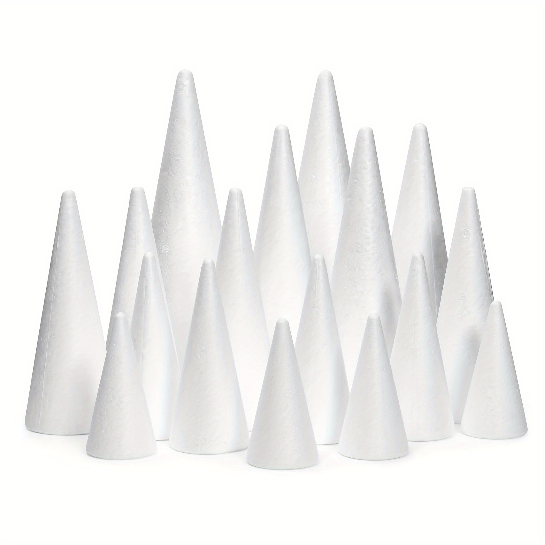 15Pcs Foam Cones Foam Tree Cones Assorted Sizes Cake Topper