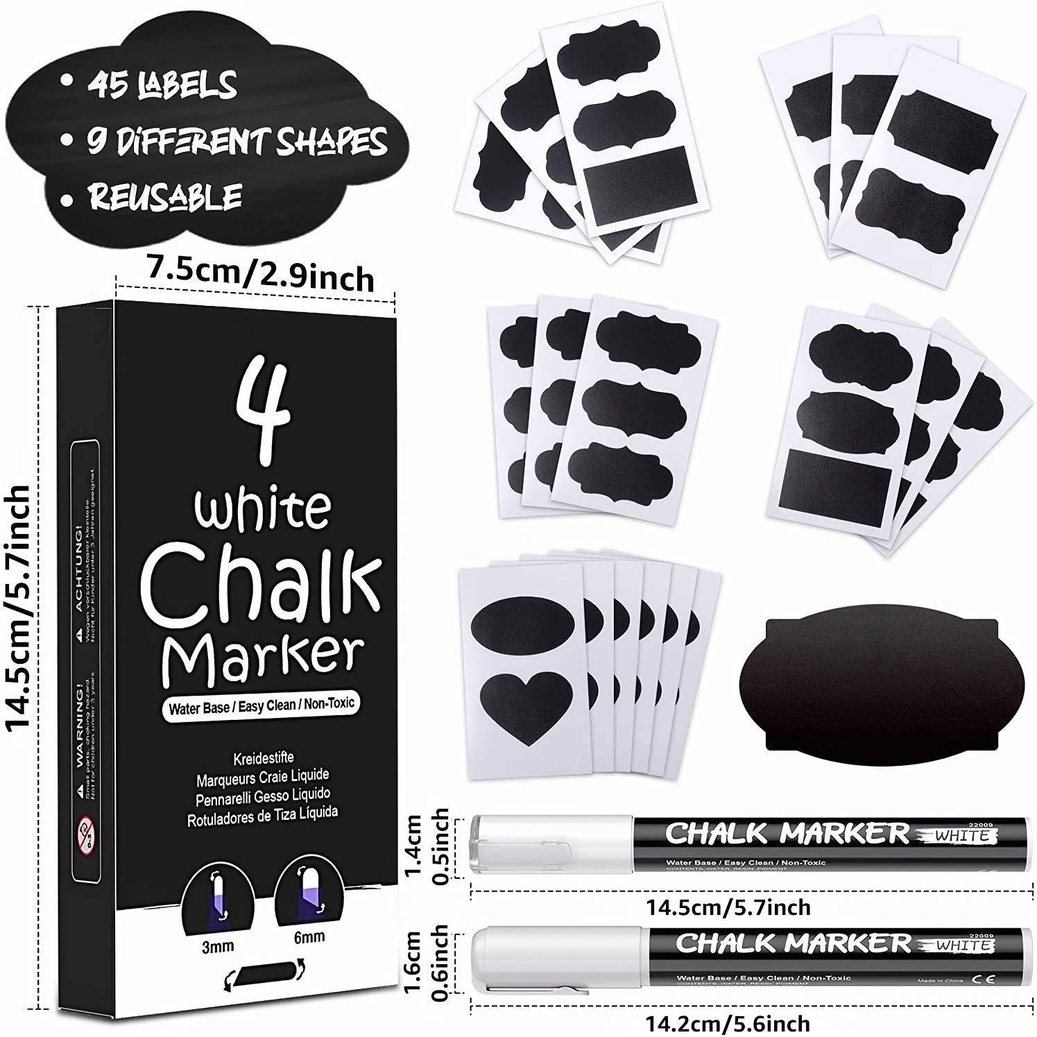 Fine Tip Liquid Chalk Markers for Chalkboard Signs, Blackboard, Window,  Labels, Bistro, Glass, Car (12 Pack 1/3mm) - Wet Wipe - AliExpress