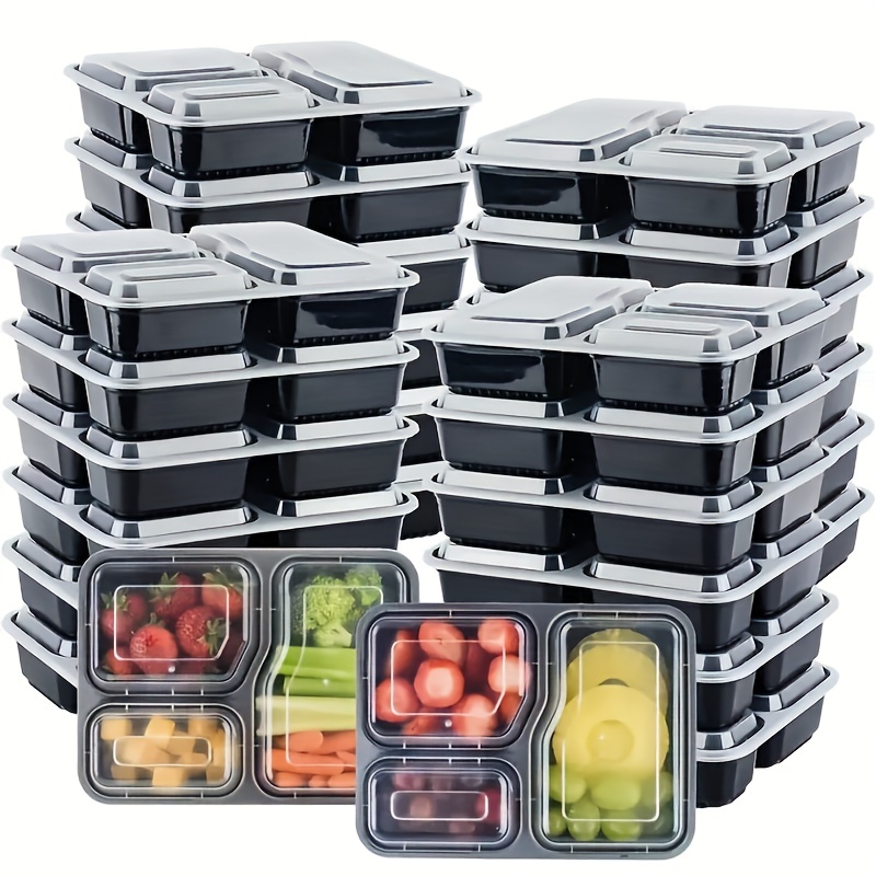 Freshware Meal Prep Containers [25 Pack] 3 Compartment with Lids, Food  Storage Containers, Bento Box, Stackable, Microwave/Dishwasher Safe (32 oz)