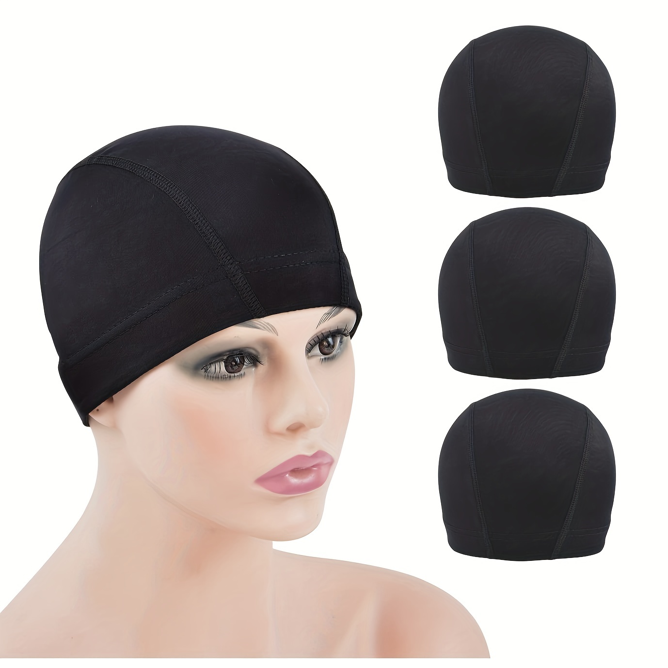 5pcs Spandex Mesh Dome Wig Cap For Making wig, Stretchable hair net And  Elastic Dome Mesh Cap with small holes Dome caps for men women Black(5pcs S)