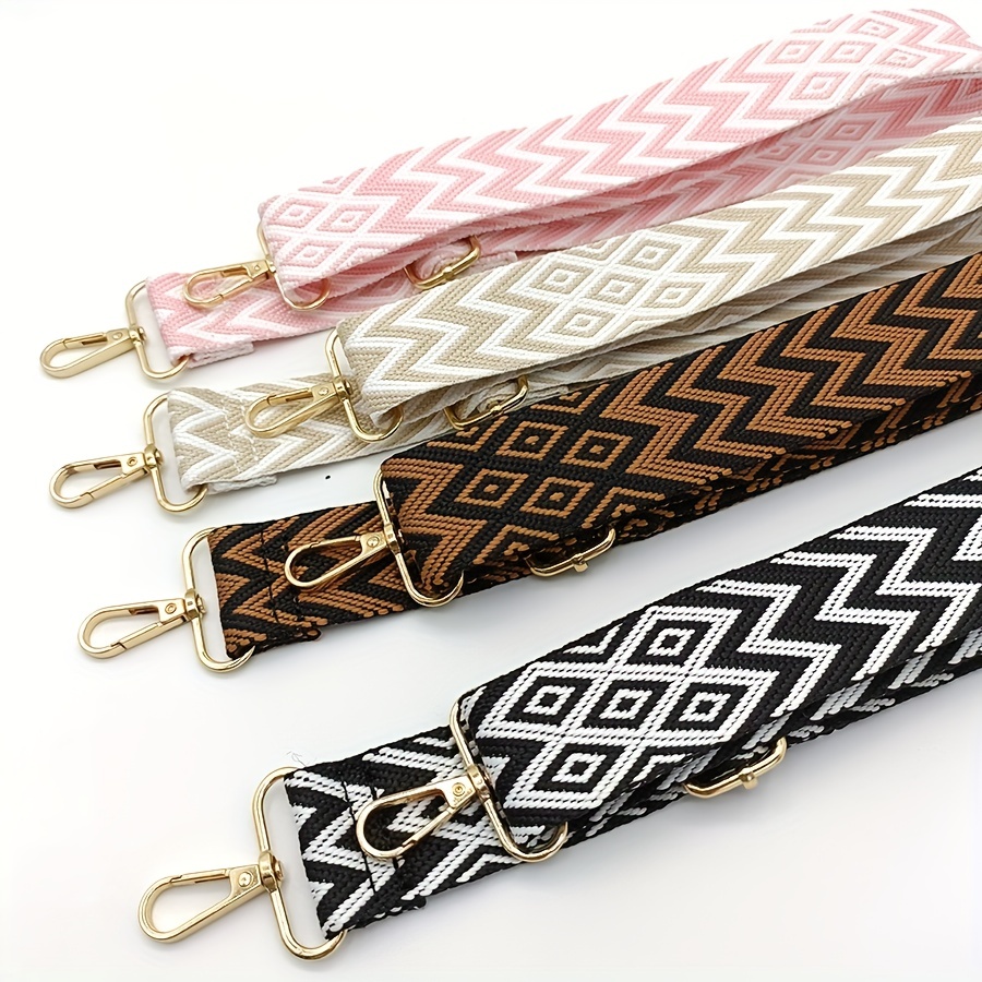 Colorblock Bag Strap Random Geometric Pattern Adjustable