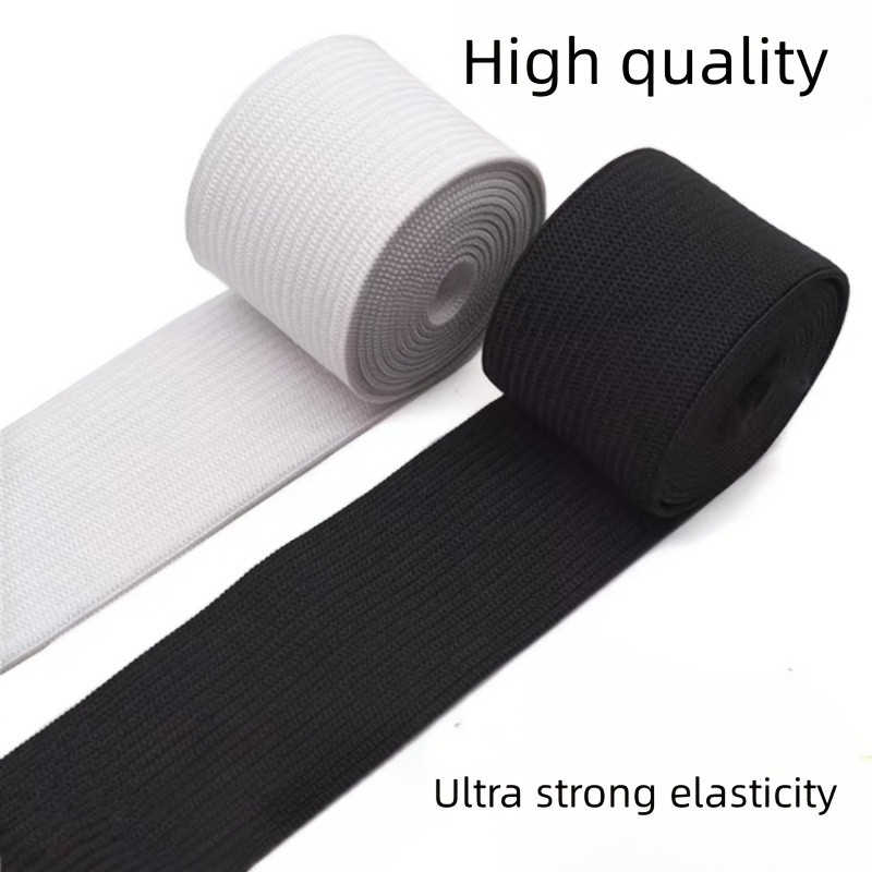 Twill Elastic Band Double Side 2 inch Flat 4 Yard 1 Roll Flat Elastic Ribbon Cord Dark Grey for Sewing, Waistband, Gray
