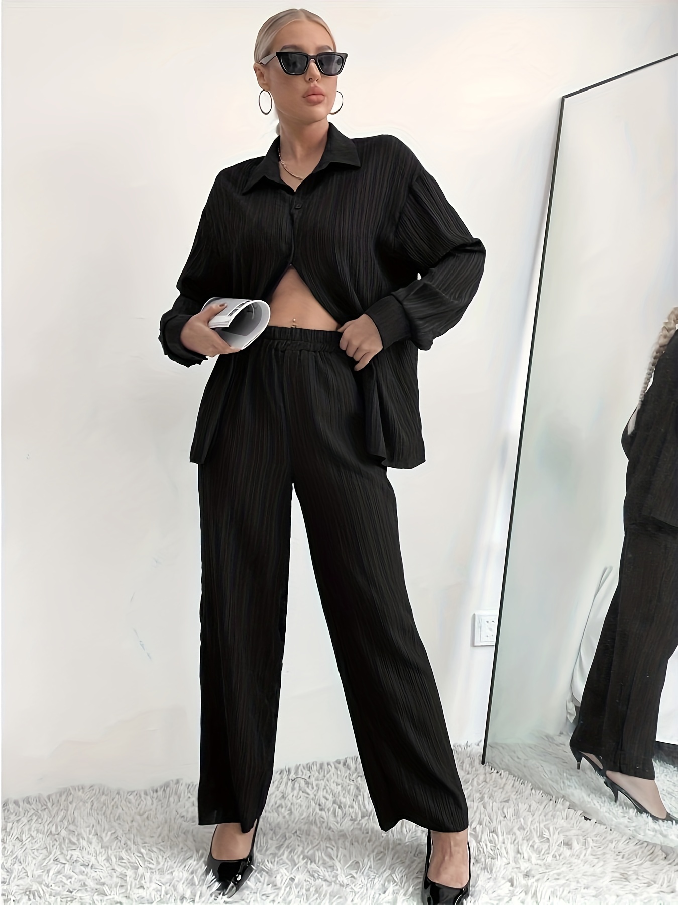 Black Pants Suit - Temu