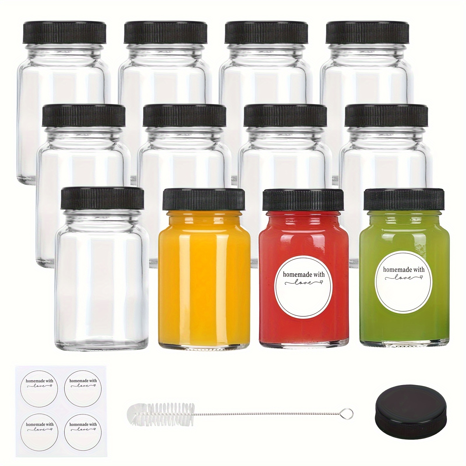 Clear Glass Bottles With Lids Reusable Bpa Free Wide Mouth - Temu