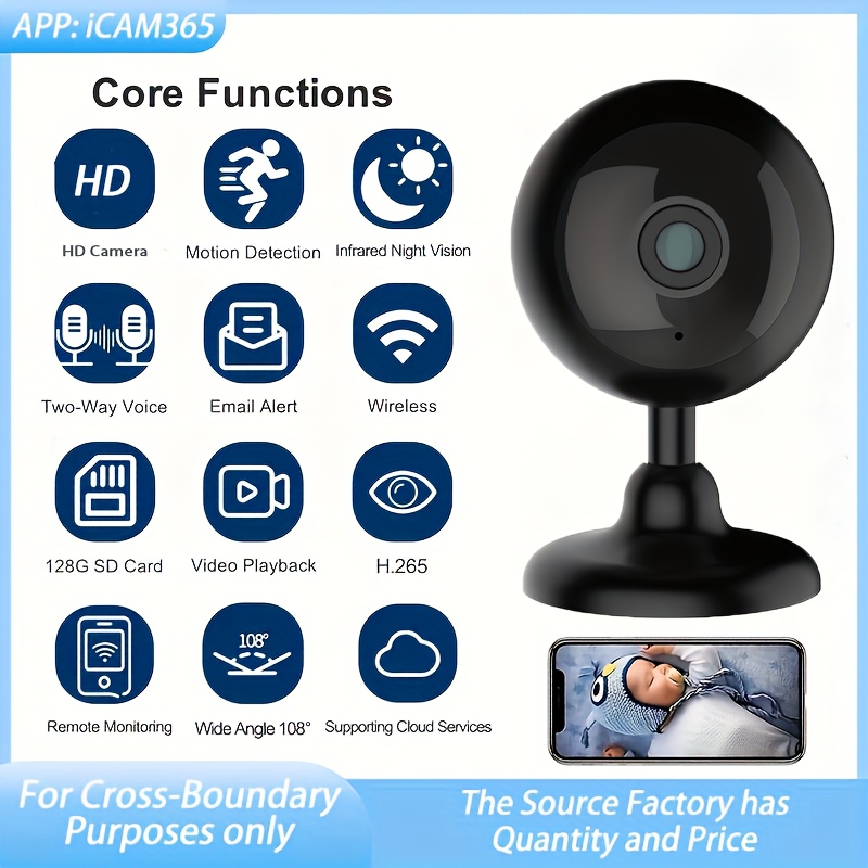 Mini cámara oculta 1080p HD con video Live Feed WiFi, cámara portátil de  visión nocturna para niñera, vigilancia de seguridad para el hogar, monitor