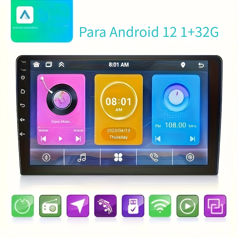 4+64G Android 13 Estéreo de coche con Apple Carplay Android Auto, pantalla  táctil HD de 10.1 pulgadas, radio de coche de 8 núcleos con enlace de