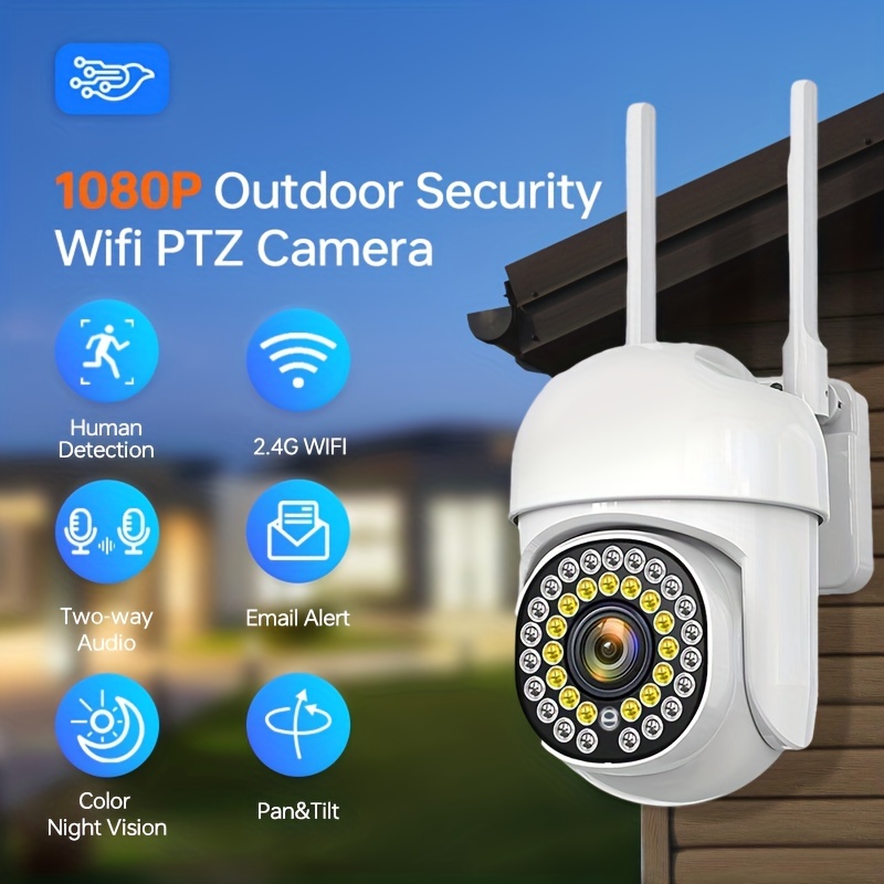 Cámara CCTV a color a tiempo completo 1080P, cámara de seguridad exterior  con cable de 2MP, vigilancia de grabación 24/7 4 en 1 TVI/CVI/AHD/CVBS