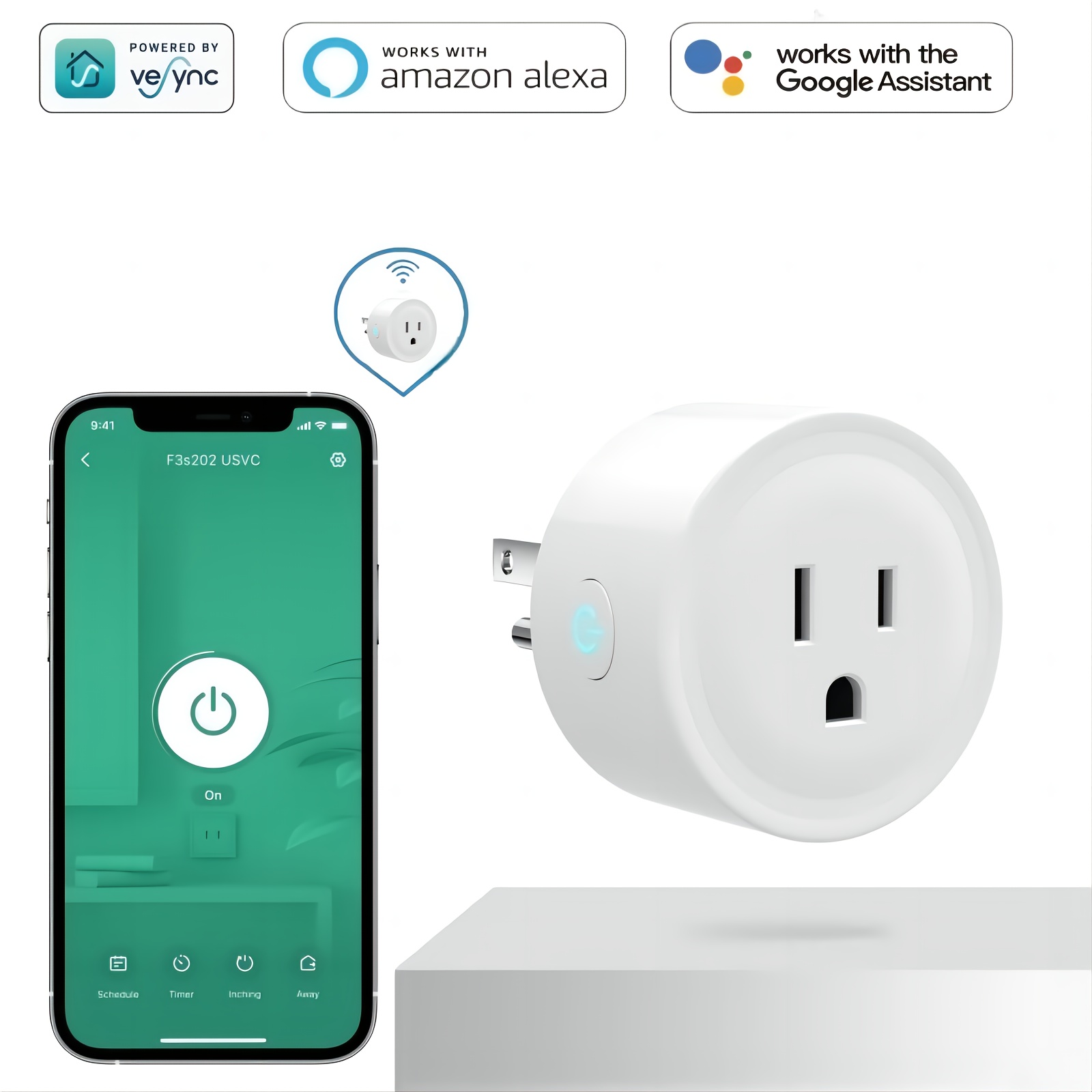 Smart Plugs That Work with Alexa Google Home Siri, Wireless 2.4G WiFi  Outlet Controlled by Smart Life Tuya Avatar Controls APP, 10A Mini Socket
