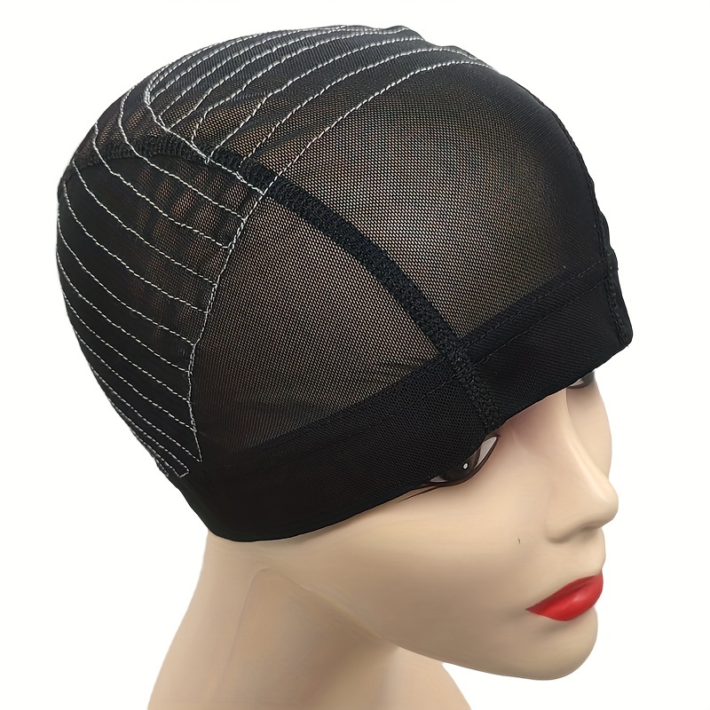 Ventilated Wig Caps Elastic Hair Mesh Net Stretchy Caps Liner Weaving Cap  Breathable Wig Cover with Adjustble Straps for Women Wig Making Black
