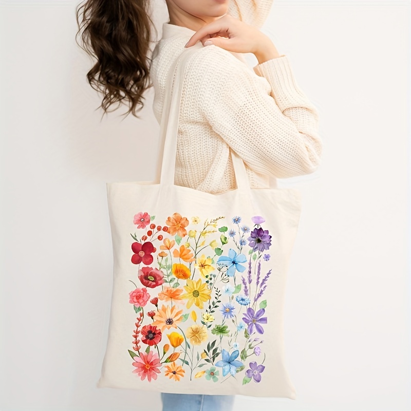 Casual Canvas Kawaii Flower Design Shoulder Bags Y2k Aesthetic