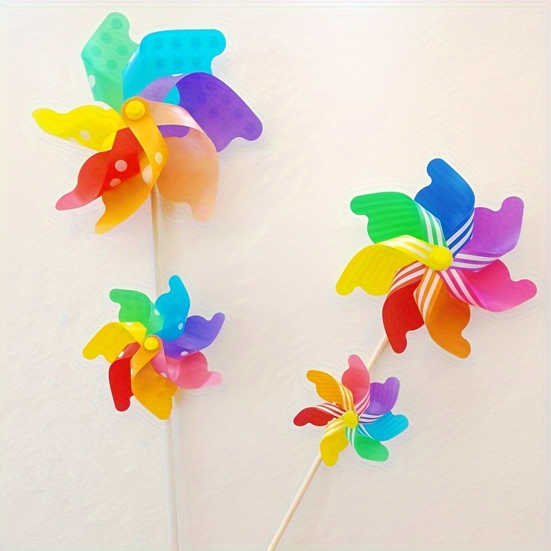4pcs Plastic Windmill Whistling Handle Toys Pinwheel Windmill For Kids  Indoor Outdoor