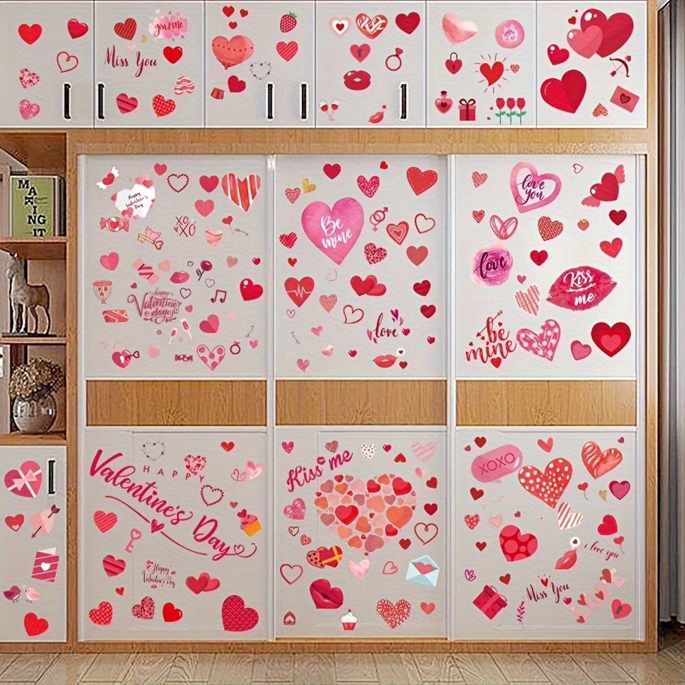 9 Fogli Adesivi A Finestra Di San Valentino, Adesivi Per Decorazioni Dei  Cuori Grandi Per Finestra, Adatti Per Feste Di San Valentino, Forniture Per  Matrimoni Ed Accessori Per Anniversari