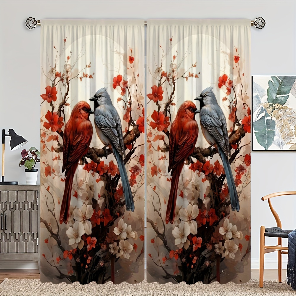 CutebriCase Cortina de ducha con flores, colibrí para baño con ganchos,  juego de cortinas de ducha de tela de poliéster, lavable a máquina