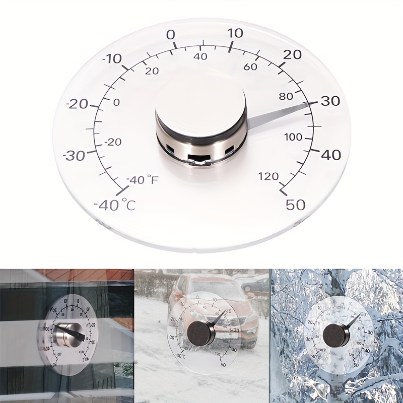 Circular Transparent Outdoor Window Thermometer Temperature Weather Station  Tool