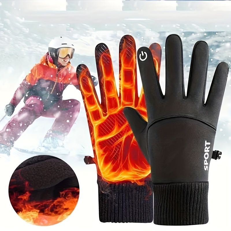 Guantes de esquí Extra gruesos para hombre y mujer, guantes para Snowboard,  nieve, deportes de invierno, cálidos, impermeables, a prueba de viento,  guantes para esquiar con pantalla táctil de PU - AliExpress