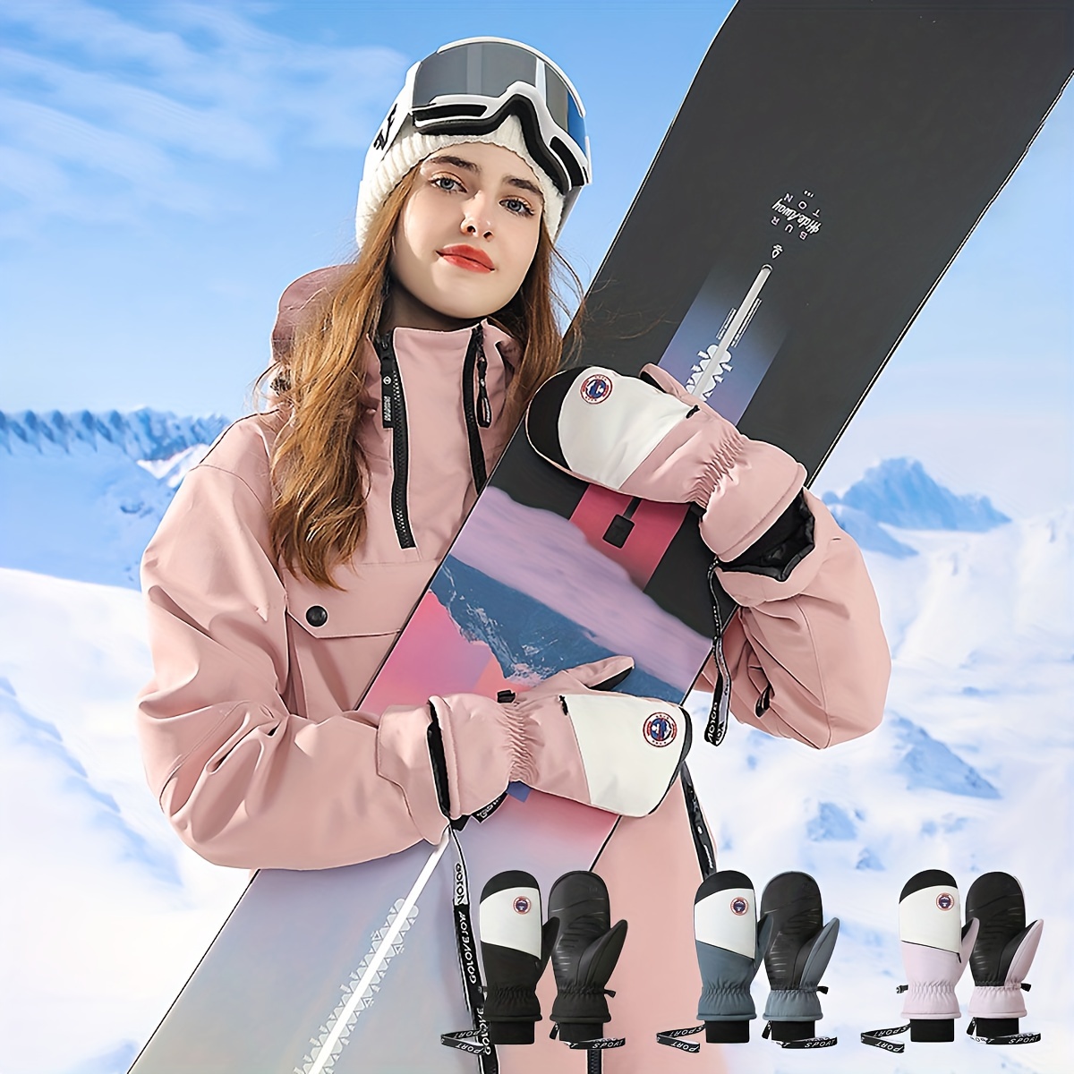 Gants en peau de vache authentiques Gants de randonnée chauds d'hiver  Mitaines de ski Gant de travail thermique de neige