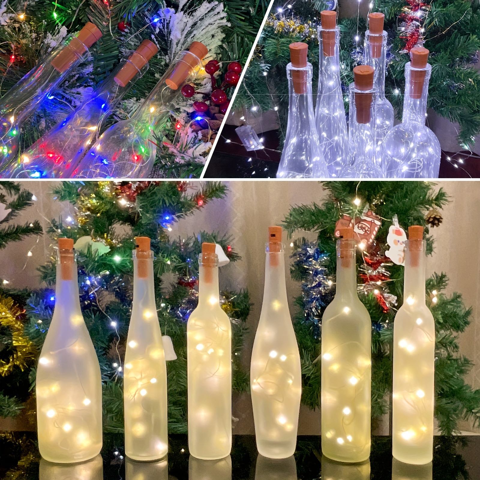 Akynite Bouchon Lumineux Blanc Chaud pour Bouteille, 20 LEDs 2M Guirlande  étanche avec Piles, Lumières pour Bouteilles de Vin, LED Bouteille Bottle  Light, Décoration pour Noël Fête, 3 pièces : : Cuisine