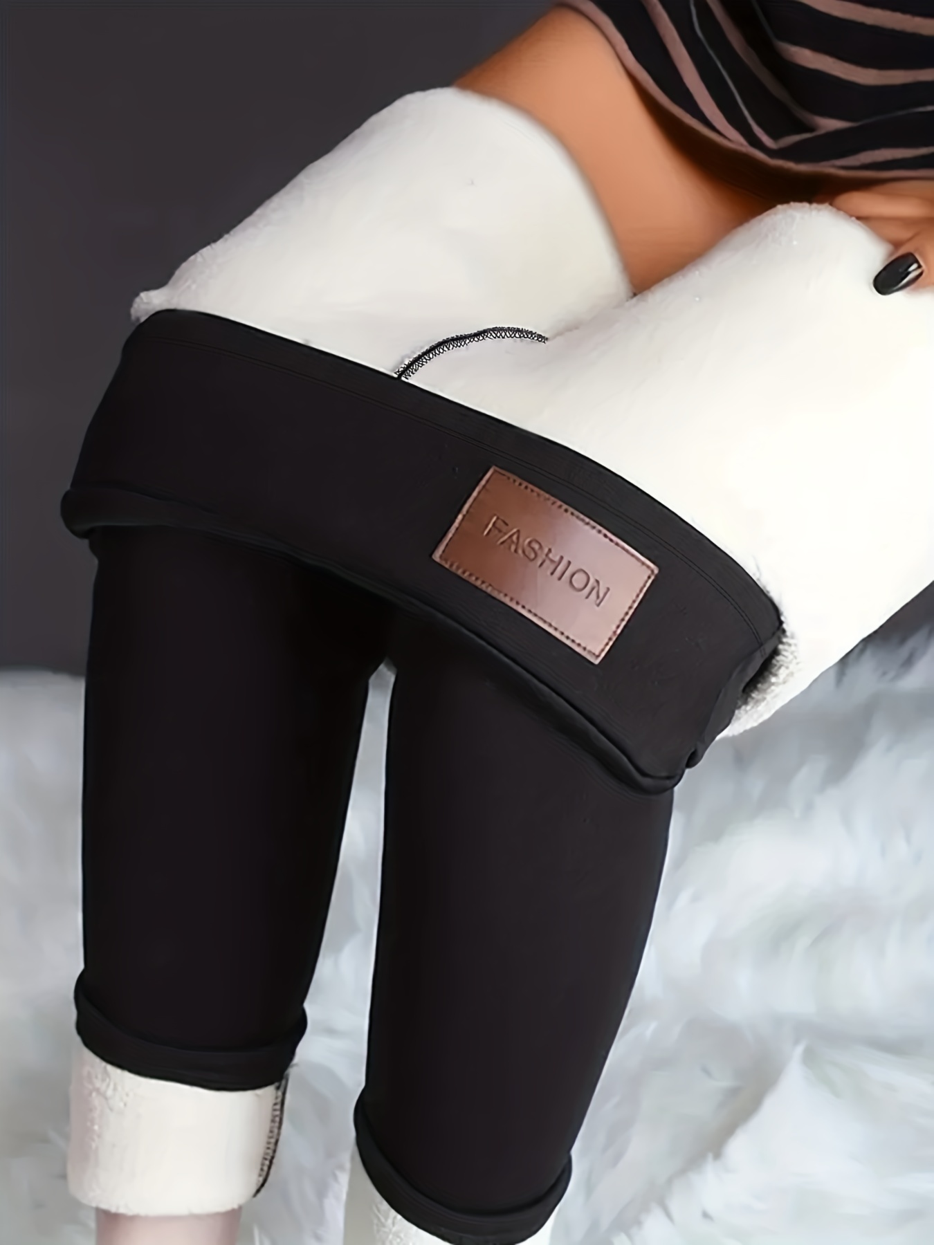 2023 Autumn Winter New Thermal Leg Warm Women's Leggings Leather High Waist  Fleece Velvet Black Tights Sexy PU Faux Female Pants