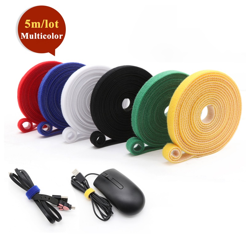 100 Pièces Attache Cable, Réutilisable Serre Cable en Nylon, Reglable  Sangles Câbles en Crochet et Boucle pour Cordes et Gestion des Câbles 15cm  (5 Couleurs)