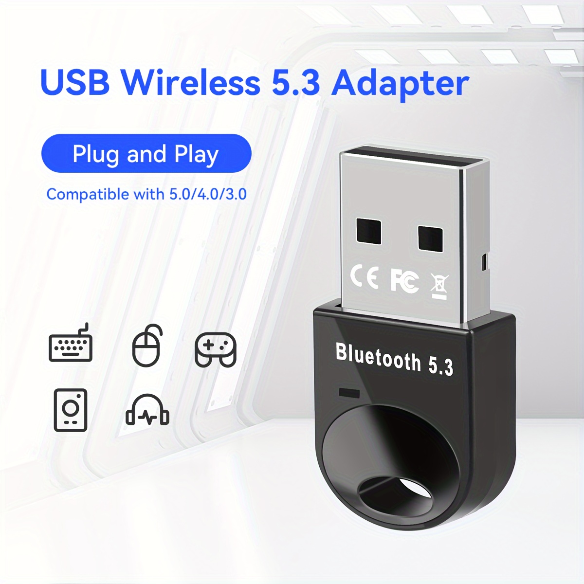 Bluetooth Adapter for Pc Usb Bluetooth 5.3 Dongle Bluetooth 5.0 Receiver  for Speaker Mouse Keyboard Music