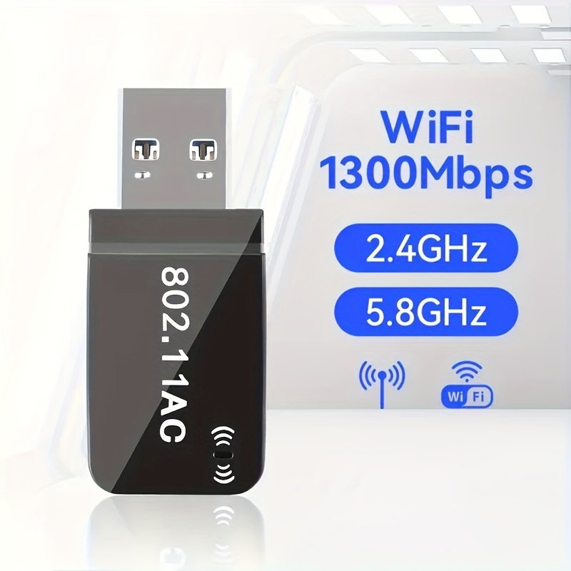 Comprar Adaptador WiFi de doble banda de 1300Mbps Tarjeta de red  inalámbrica USB 3.0 Controlador gratuito 2.4G/5GHz Mini transmisor receptor  WiFi Dongle para PC/portátil/escritorio