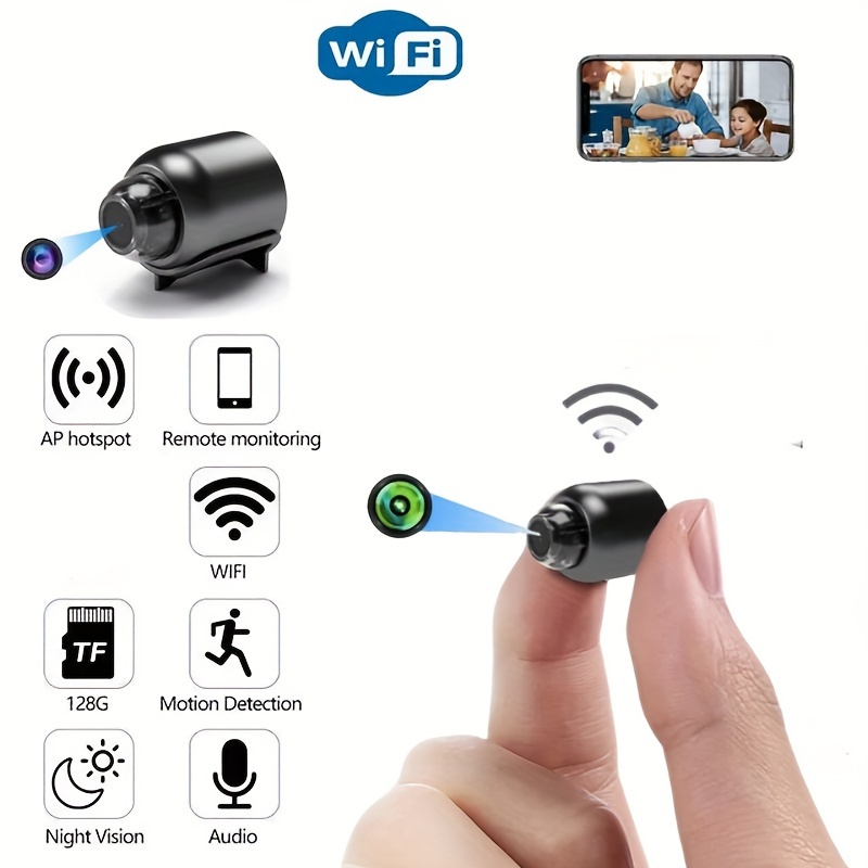 Mini cámara espía WiFi, cámaras ocultas más pequeñas HD1080P para  vigilancia de seguridad doméstica con vídeo, pequeña cámara de niñera  portátil con aplicación de teléfono, detección de movimiento, visión  nocturna para interiores