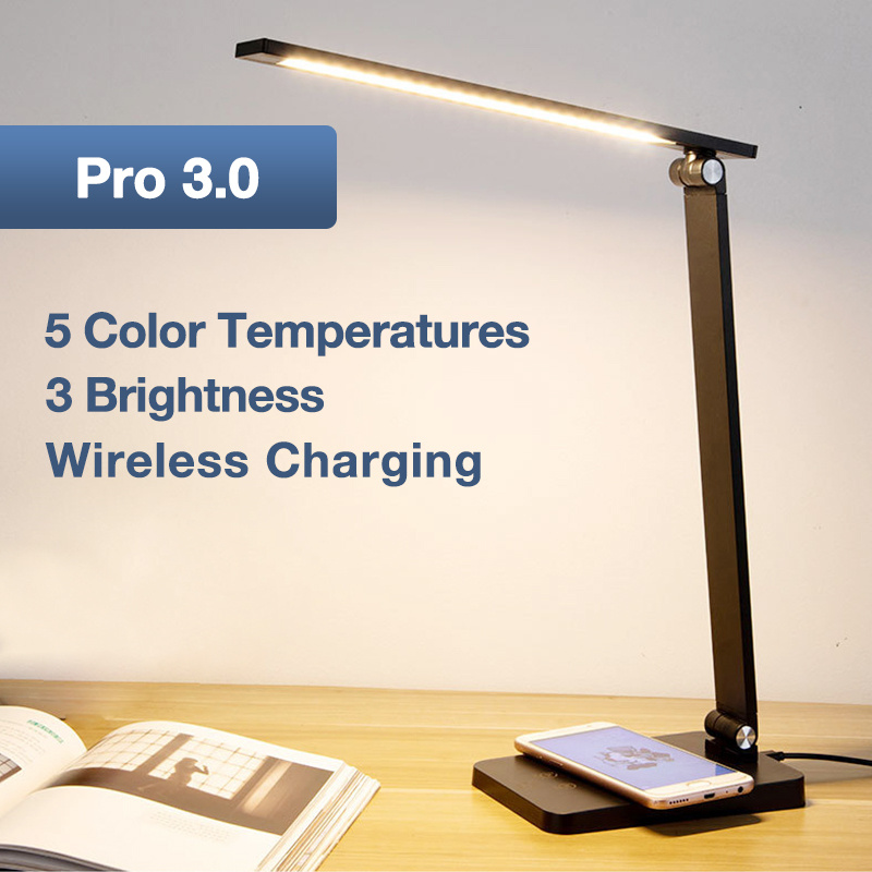 Tenergy 11W Dimmable LED Desk Lamp with Built-in USB Charging Port