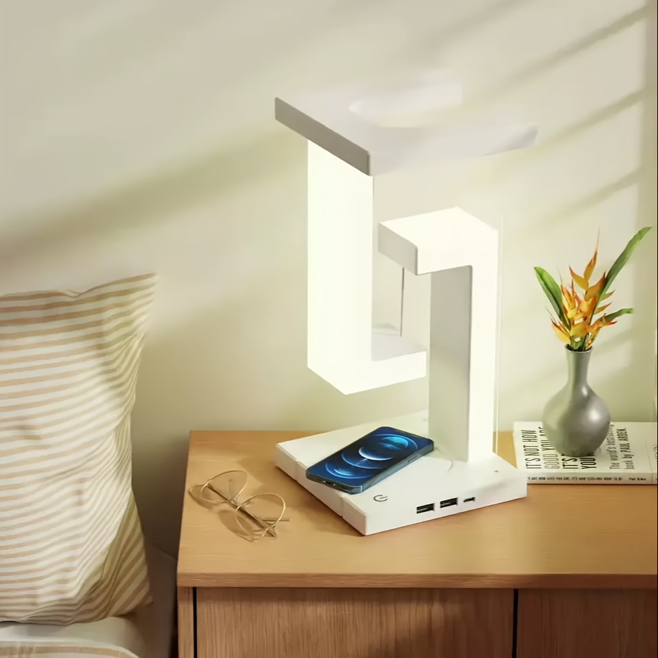 Lámpara LED de escritorio, lámpara recargable con puerto de carga USB,  soporte para bolígrafo, soporte para teléfono, pequeño estudio lindo para