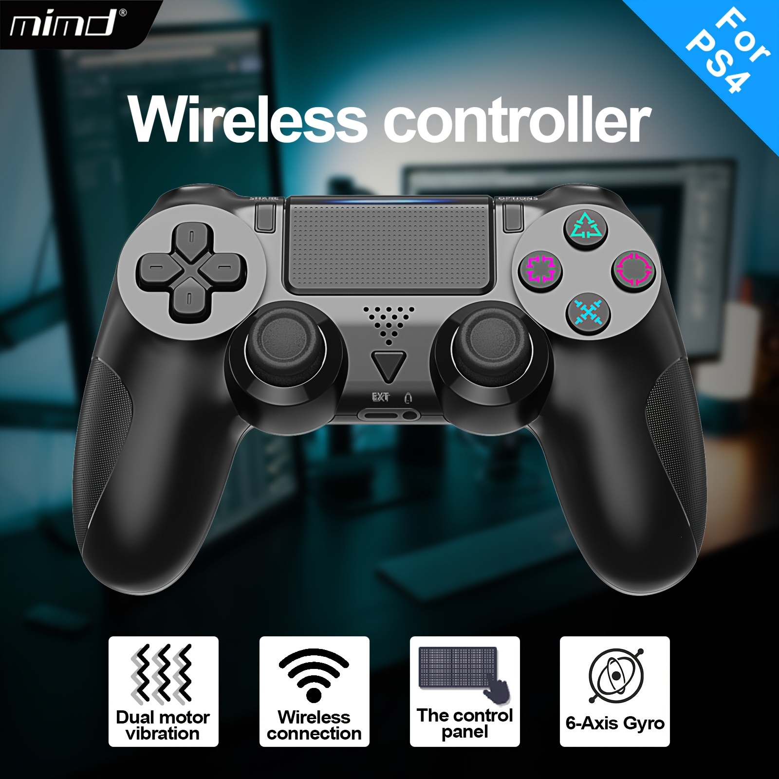 Controlador inalámbrico Pro compatible con Playstation 4/PS4 Pro/PS4 Slim,  vibración inmersiva/sensor de 6 ejes/panel táctil de precisión/batería de
