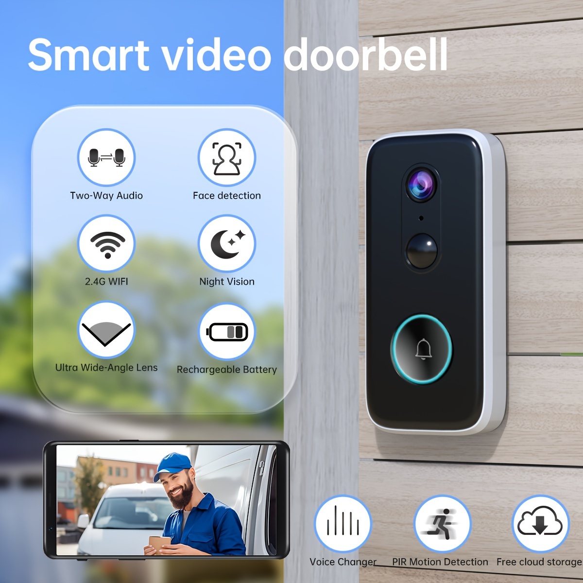 1pc Smart Life Wifi Door Bell Smart Home Wireless Intercom - Temu Spain