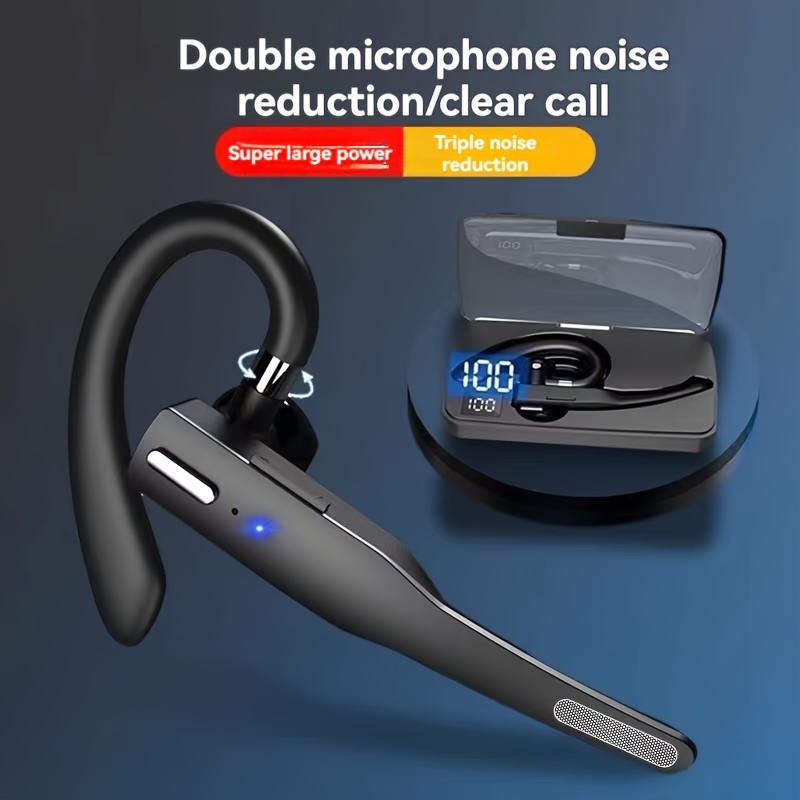 Auriculares inalámbricos Bluetooth, ENC con cancelación de ruido de graves  profundos en la oreja, auriculares impermeables IPX6 con micrófono, funda