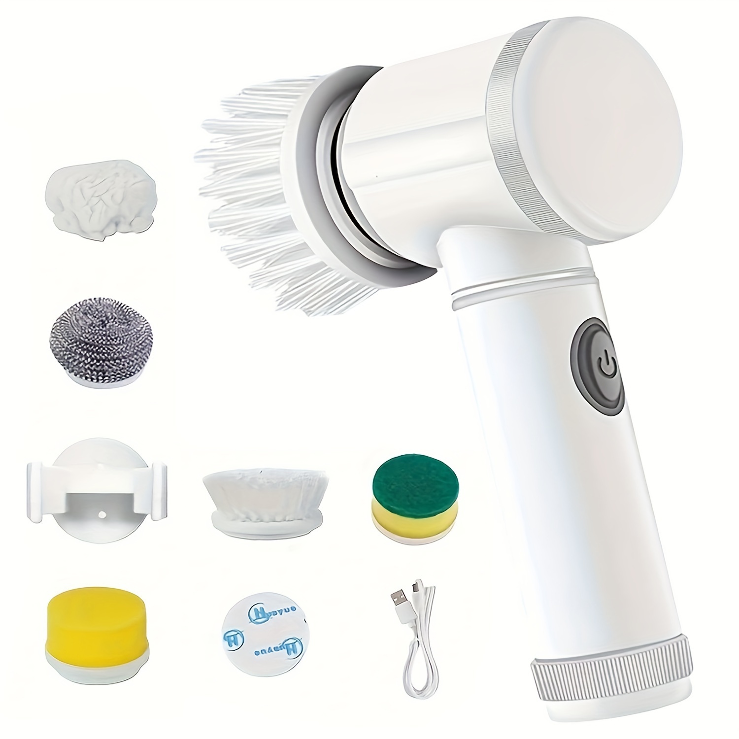 Cepillo de limpieza eléctrico con cabezales de cepillo múltiples 4 en 1,  cepillo motorizado inalámbrico para interiores y hogar, para baño, inodoro