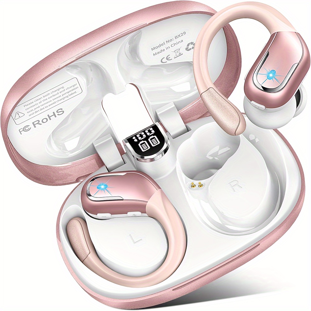  Auriculares abiertos con Bluetooth de conducción ósea única,  auriculares inalámbricos con ganchos para las orejas, micrófono,  impermeables, de larga duración, para entrenamiento, deportes, correr,  Android, iOS, enchufe sin oreja, color verde 