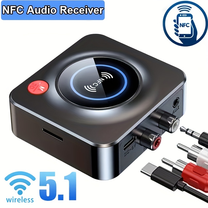 Bluetooth 5.0 Receiver for Car, Noise Cancelling Bluetooth AUX Adapter,  Bluetooth Music Receiver for Car Stereo/PC/TV/Home Stereo/Wired