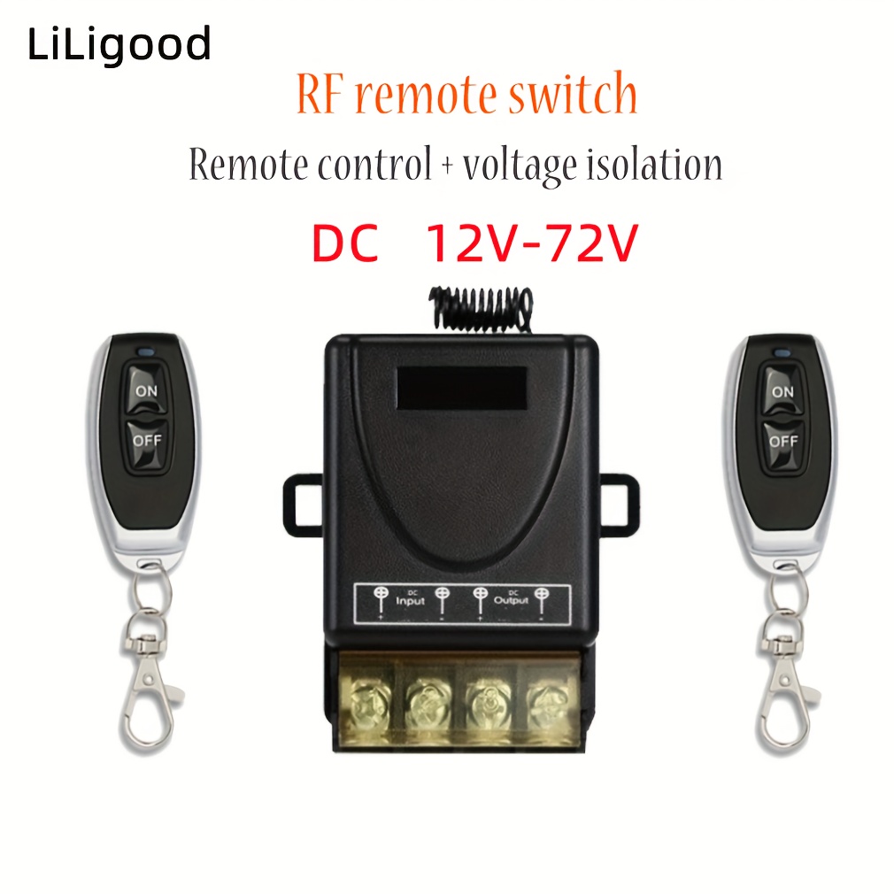 DC 12V 24V 36V 48V Wireless Remote Switch,30A Relay RF Remote Control Light  Switches for Motor Pump Security Systems etc with 2PCS Transmitter (Black)