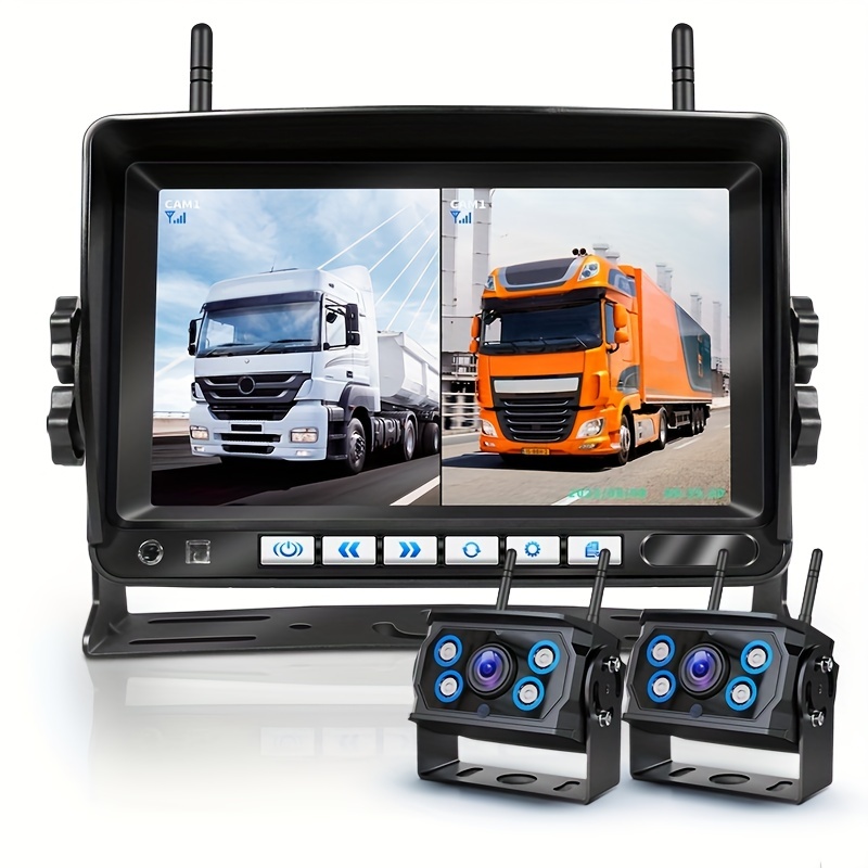 YYKJ Camara Marcha Atras, Cámara Visión Trasera Inalámbrica Gran Angular  con Visión Nocturna, Cámara Trasera Coche, Kit de Monitor 7 Pulgadas para