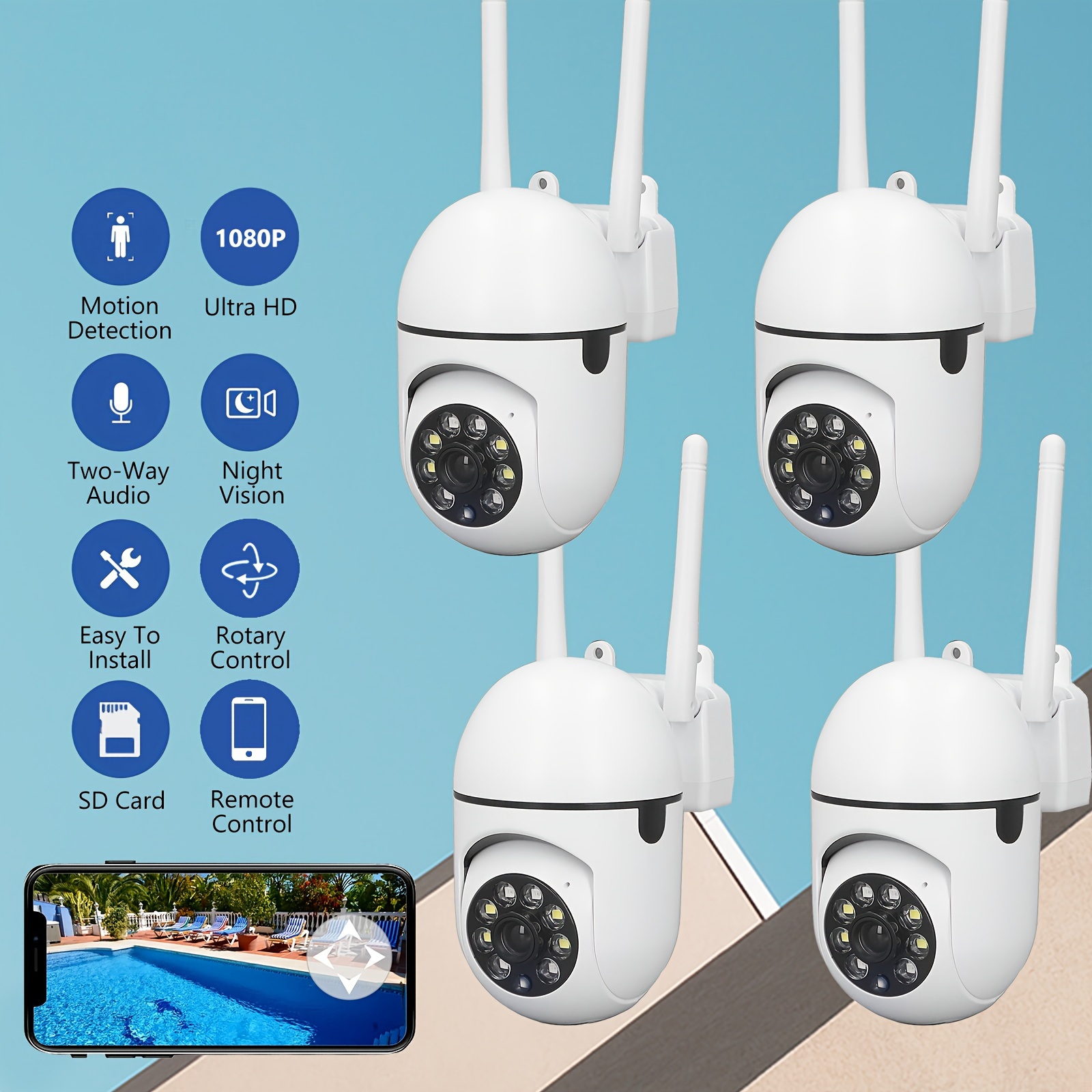 1080P 360° Camara De Seguridad 5G WIFI Inalambrica Con Audio Interior Para  Casa