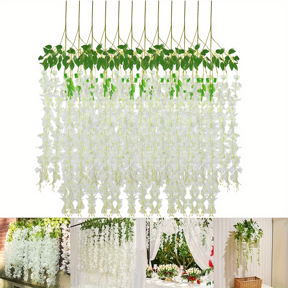 Plantas colgantes artificiales con luces, 3.4 pies, 2 unidades, plantas  colgantes falsas con maceta, hojas falsas de hiedra, 64 luces LED de  alambre