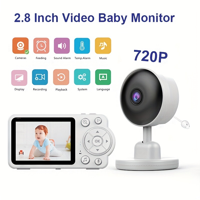 Monitor de bebé con cámara panorámica remota inclinable con zoom. Pantalla  grande de 5 pulgadas, monitor de bebé con cámara y audio | Visión nocturna