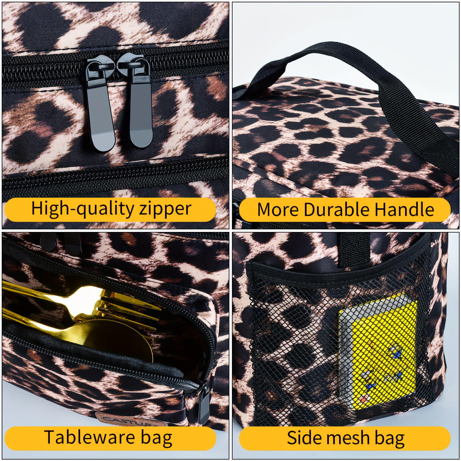 Leopard Print Portable Lunch Bag, Insulated Lunch Box Lunch Bag, Ladies Lunch  Bag Cooler Bag Adjustable Shoulder Strap Lunch Box, Outdoor Picnic Bag,  Home Use, Kitchen Tools, Kitchen Accessories, Kitchen Supplies 