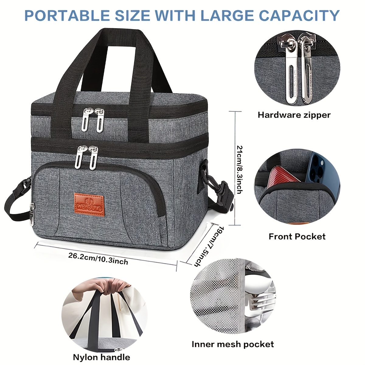 Portable Insulated Lunch Bag Totes Cooler Lunch Box Bag for Women